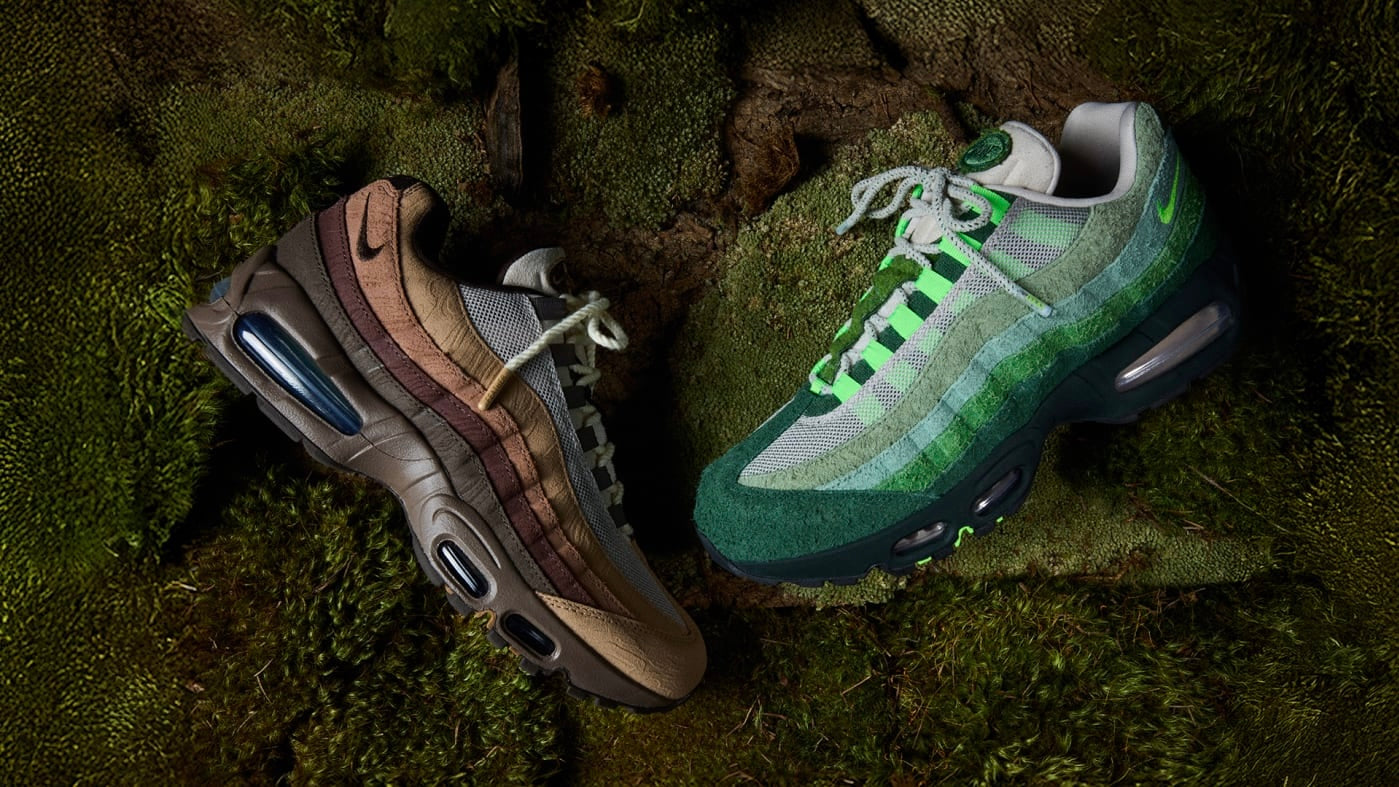 The Nike Air Max 95 BB PE "The Woods" and "Lumber Yard" colorways. | GOAT
