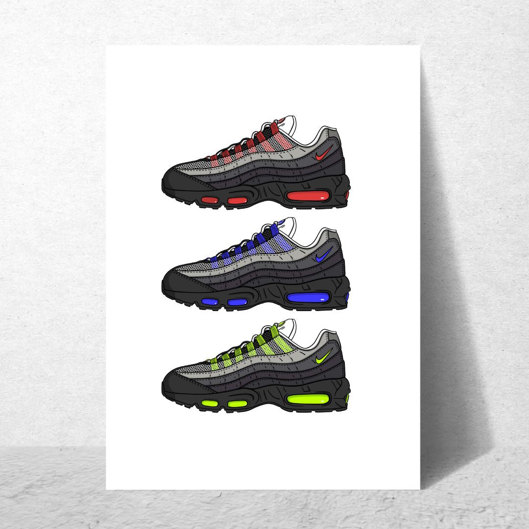 Air Max 95 Triple Threat A3 Print - Cheshire Creps