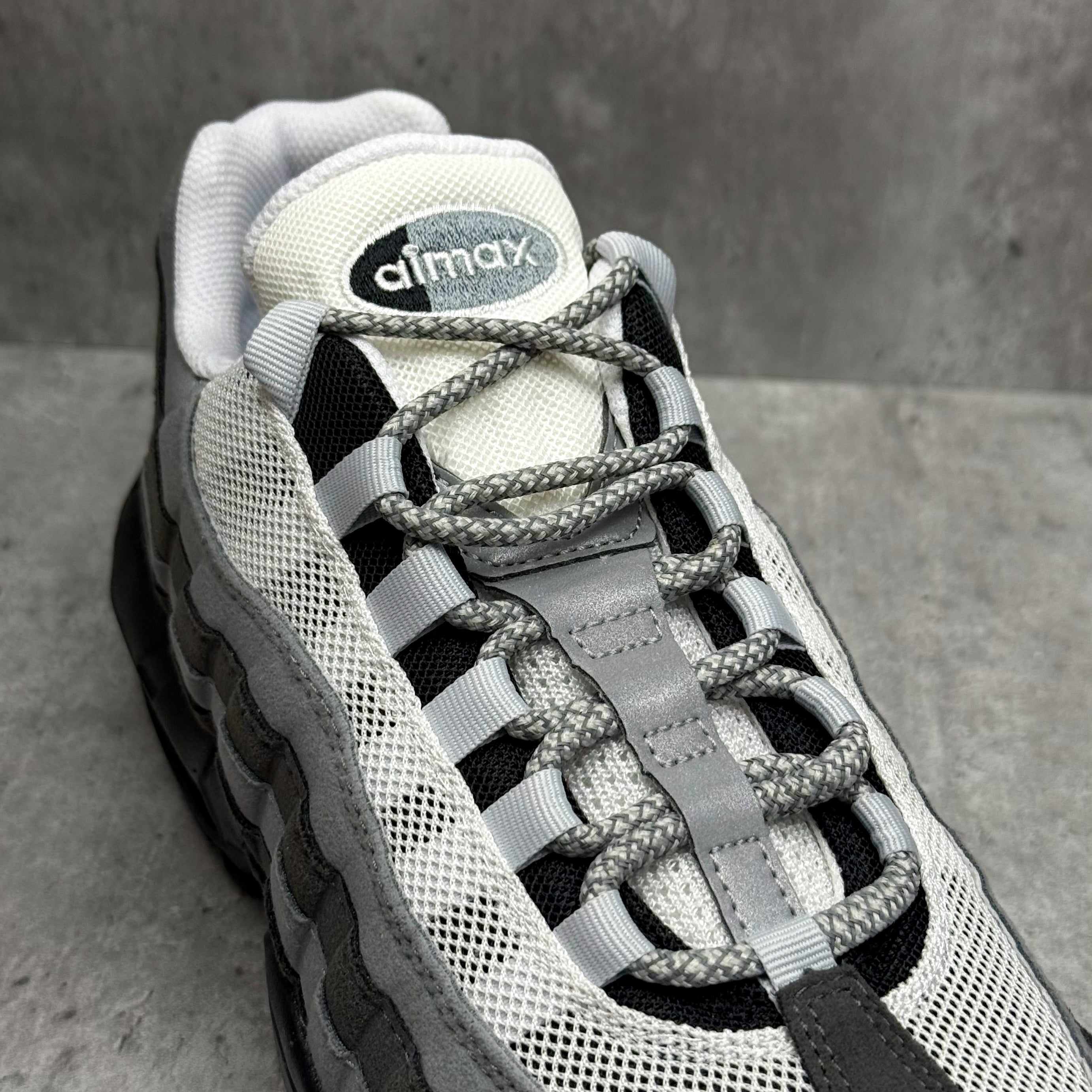 3M Reflective Airmax 95 Laces Smoke Grey