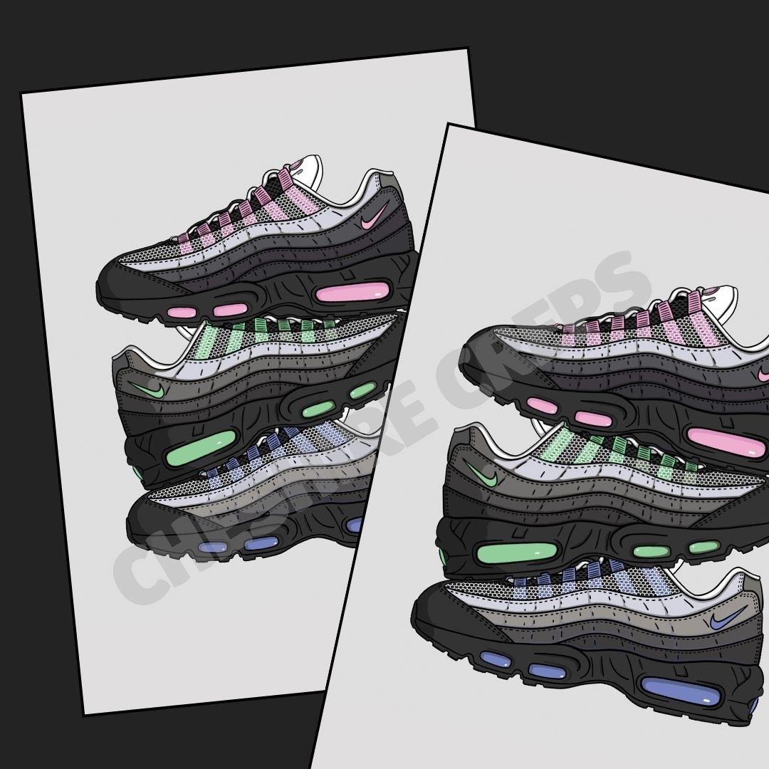 Air Max 95 Sole Stacks A3 Print - Cheshire Creps 
