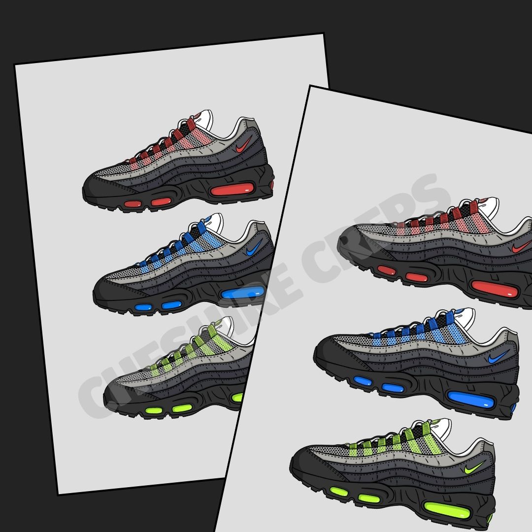 Air Max 95 Triple Threat A3 Print - Cheshire Creps 