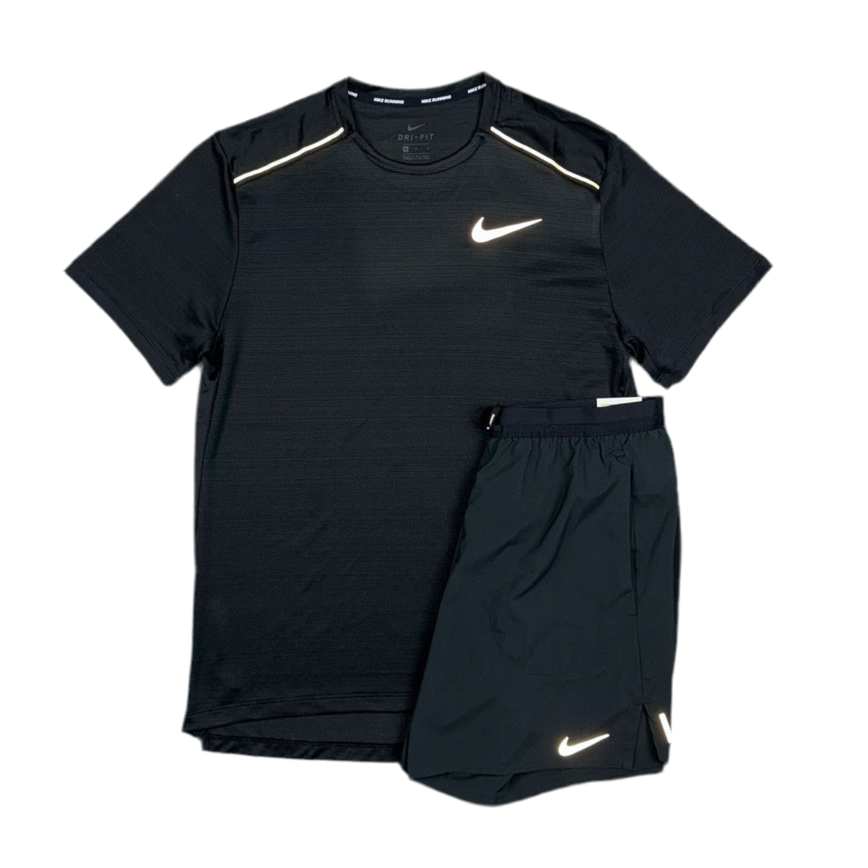 Nike Black Miler T-Shirt / Black Flex Stride Set - Cheshire Creps 